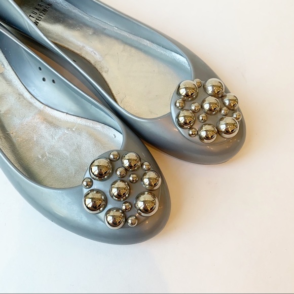 Stuart Weitzman silver Jelly flats FLAWED - Picture 5 of 10